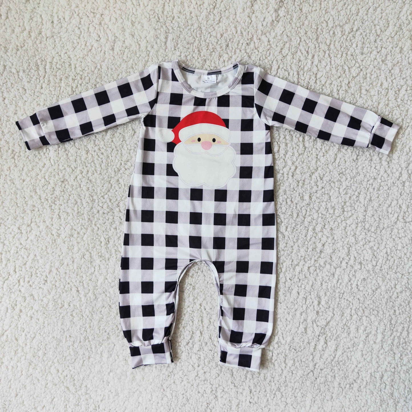 11.10 RTS NO MOQ（In Stock ) 6 A19-25 Boys Santa long sleeve romper