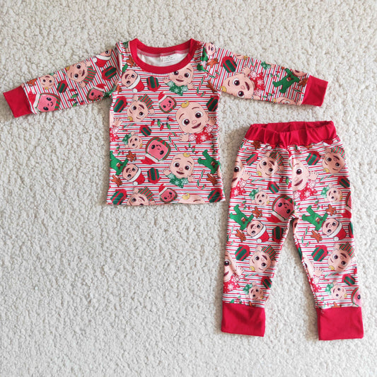 9.5 RTS NO MOQ ETA 5/7days Arrived 6 A19-28 Kids Clothing Boys Long Sleeve Top And Long Pants Pajamas Cartoon Print