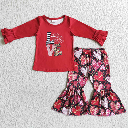 12.22 6 A2-14 girl valentines day red love winter long sleeve set-promotion