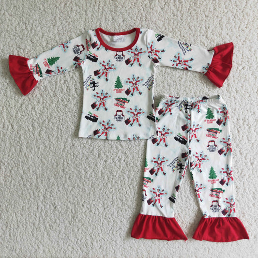 12.2 6 A2-18 Girls Christmas Tree Electric pajama pants set