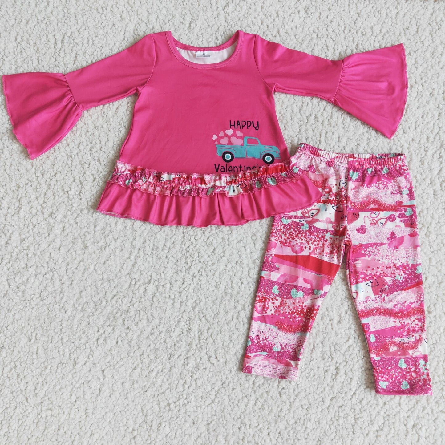 RTS NO MOQ（In Stock ) 6 A22-29 baby girl clothes valentine Long-Sleeved pants sets
