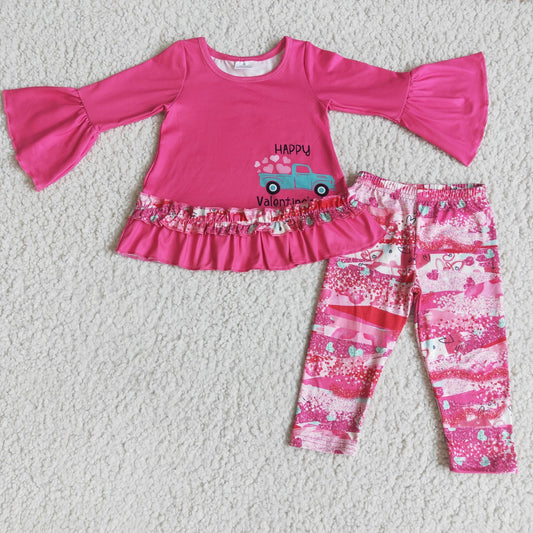 RTS NO MOQ(In Stock ) 6 A22-29 baby girl clothes valentine Long-Sleeved pants sets