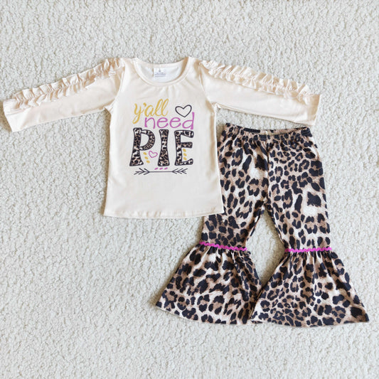 10.7 6 A23-20 8.5PIE long-sleeved top leopard print bell bottoms
