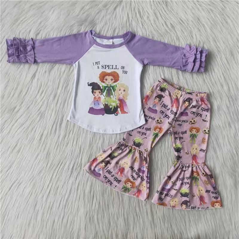 6 A23-3 Kids Halloween clothes long sleeve top with pants set