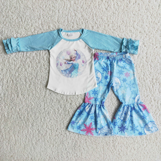 11.17 RTS NO MOQ(In Stock) 6 A26-28 girls outfit long sleeve and long pants cartoon print