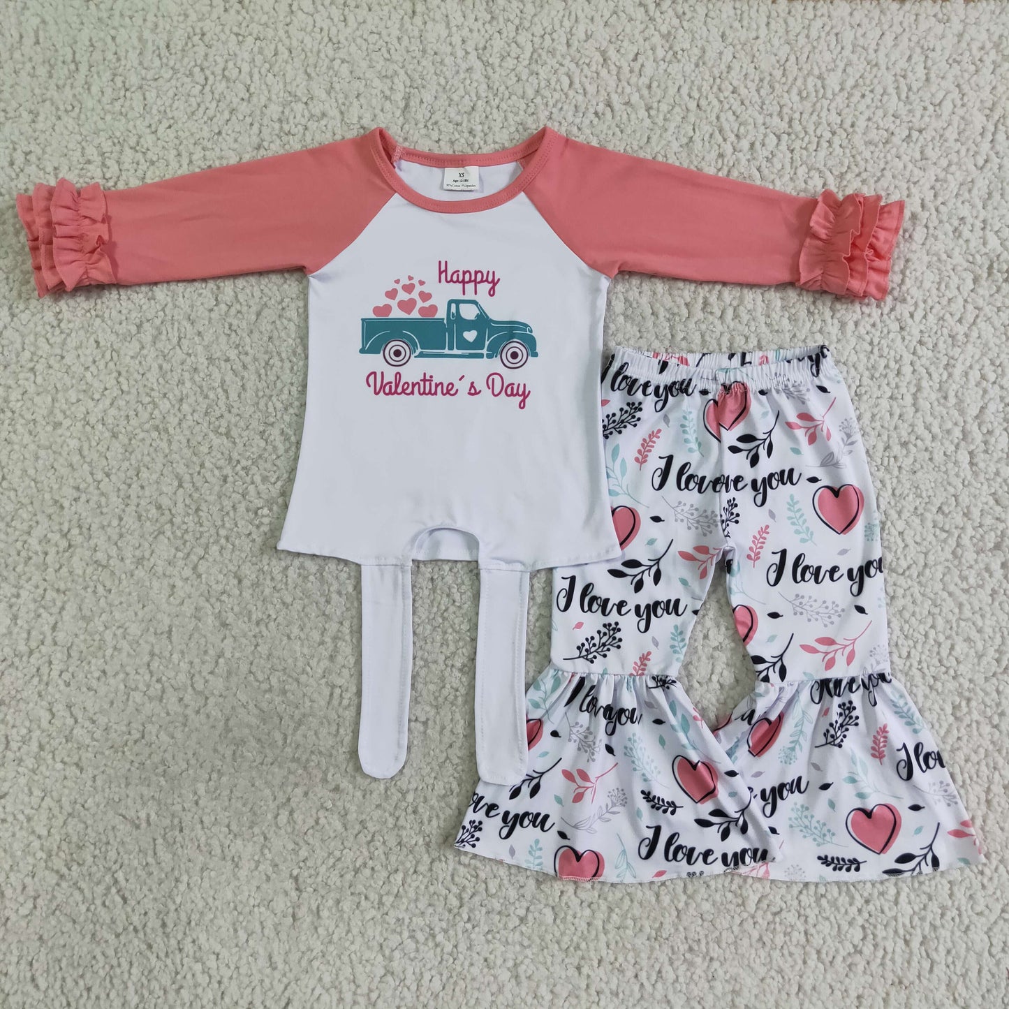 RTS NO MOQ（In Stock) 6 A27-27 Valentine's Day Pink Truck Lace-up Set