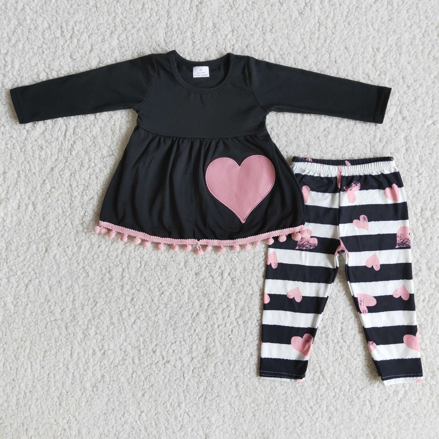 RTS NO MOQ（In Stock) baby girl clothes embroidery love long sleeve pants sets-promotion