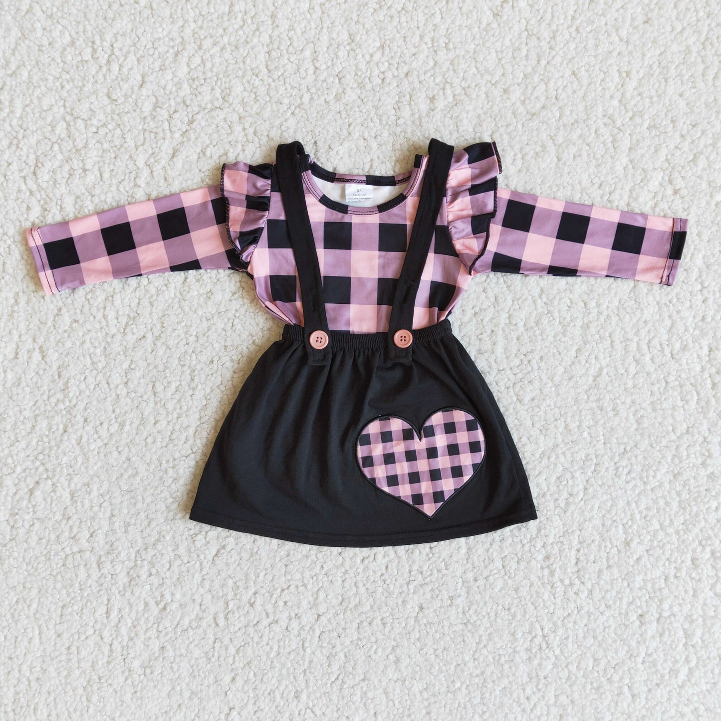 12.22 girl heart applique emboridery valentines day long sleeve set-promotion
