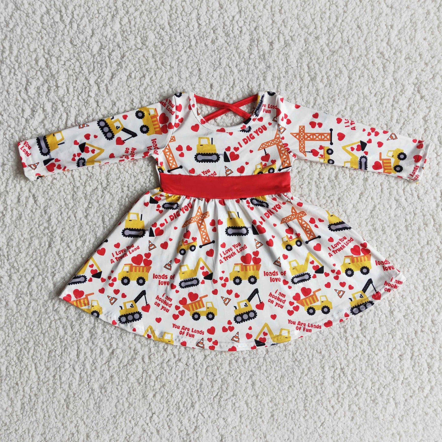 RTS NO MOQ（In Stock) 6 A29-14 Valentine's Day Heart-patterned Long-sleeved Dress