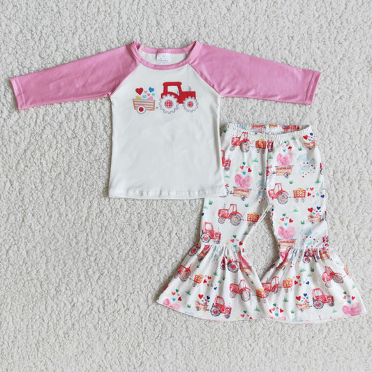 RTS NO MOQ(In Stock ) 6 A29-30 baby girl clothes valentine Long-Sleeved pants sets