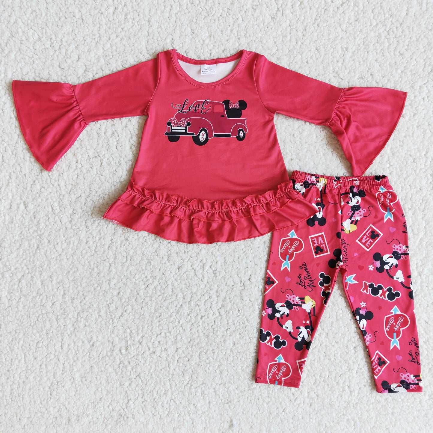 RTS NO MOQ（In Stock ) 6 A29-3 baby girl clothes valentine Long-Sleeved pants sets