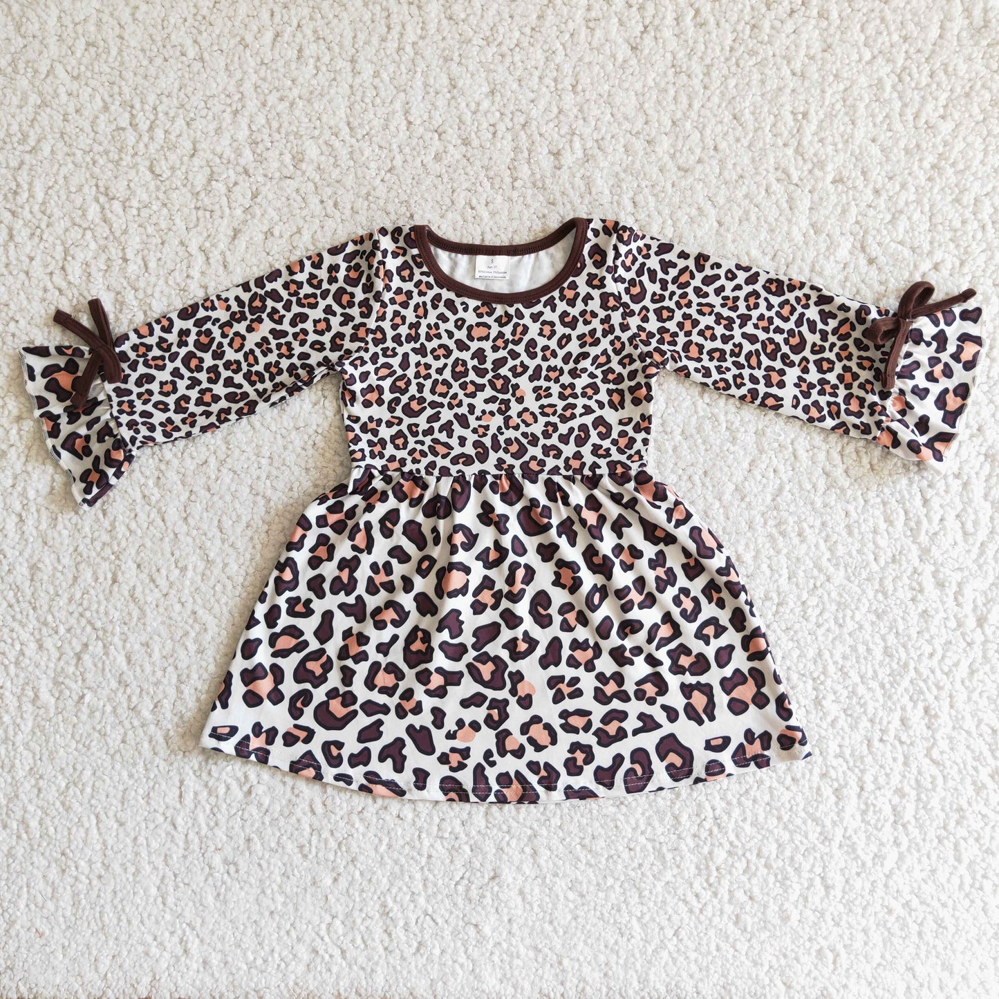 12.8 6 A6-13 baby girl clothes leopard winter long sleeve dress-promotion