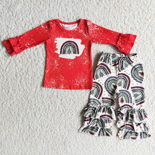 9.5 RTS NO MOQ ETA 5/7days arrived 6 A6-19 Christmas tree red multi-layer lace set
