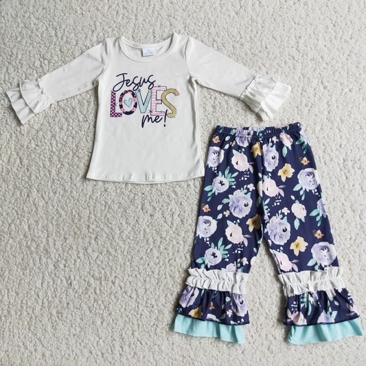 12.8 6 A7-12 girl winter jesus loves me floral winter set-promotion