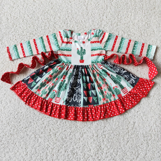 RTS NO MOQ ETA 5/7days arrived 6 A8-20 Winter long-sleeved cactus patchwork red belt skirt