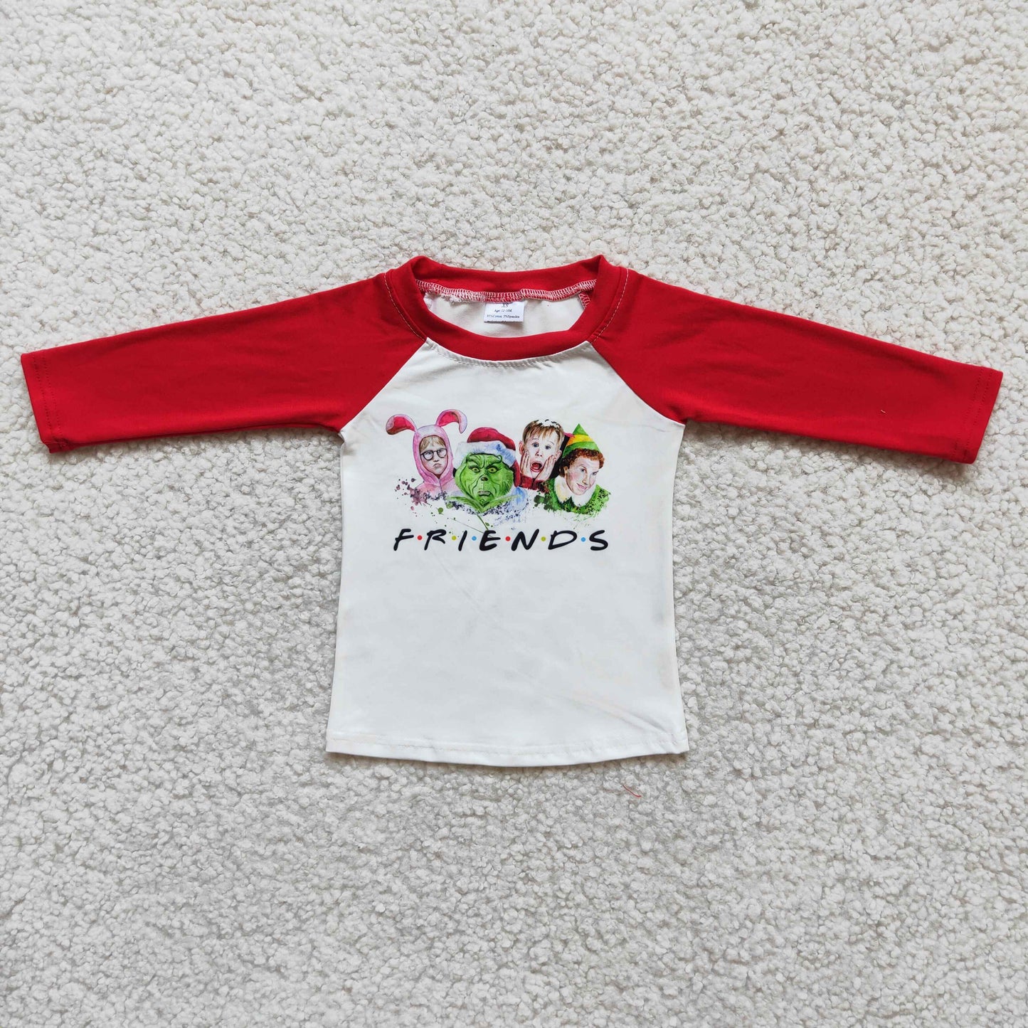 11.10 RTS NO MOQ（In Stock ) 6 B10-22 FRIENDS red long-sleeved top