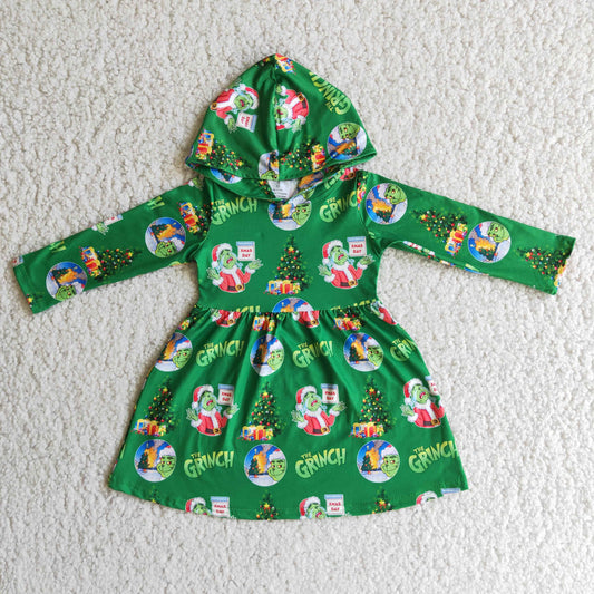 10.27 RTS NO MOQ 6 B10-24 Christmas green gifts long sleeve dress