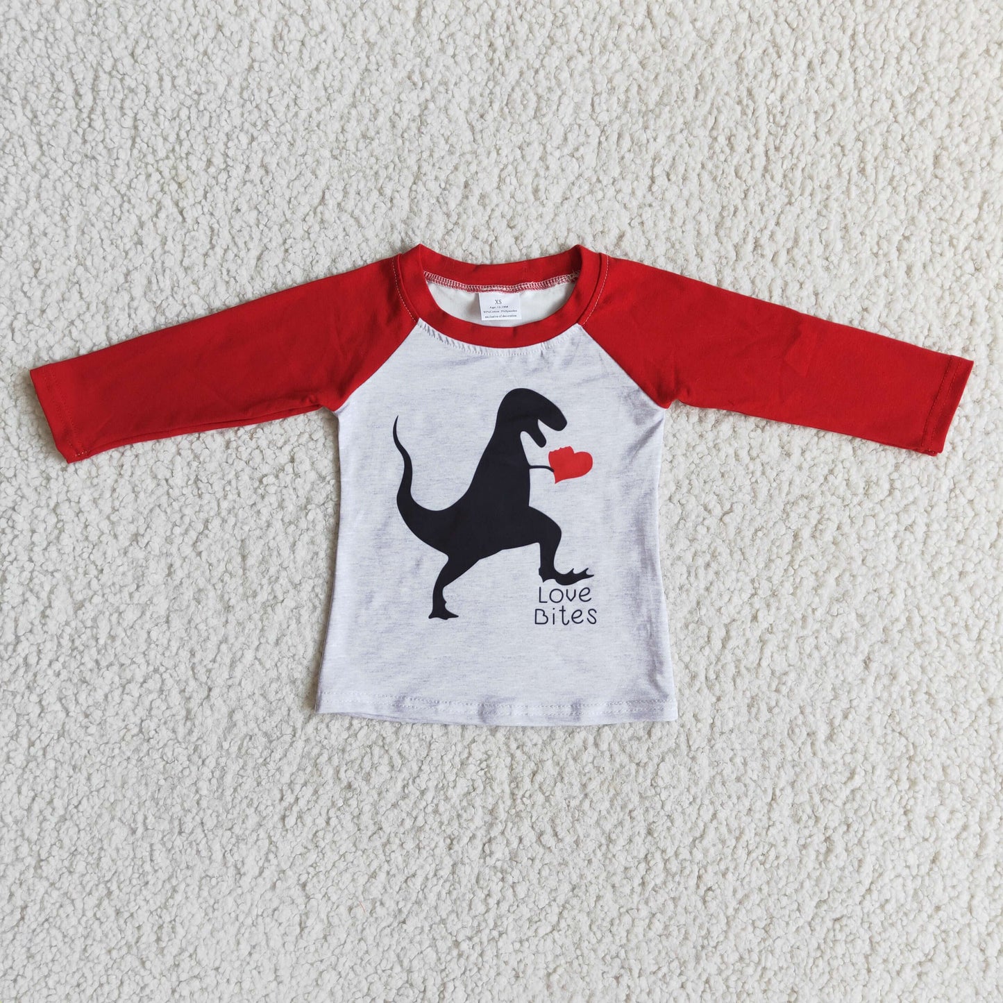 12.22 6 B12-7 baby boy clothes heart dinosaur valentines day shirt-promotion