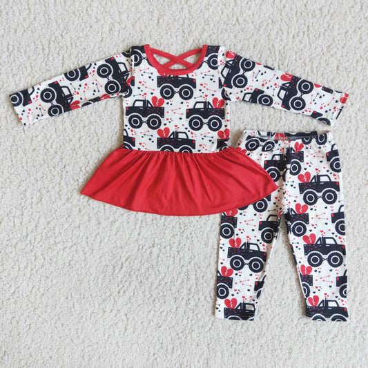 12.22 girl heart valentine's day truck long sleeve set-promotion