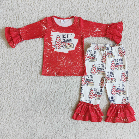 11.25 RTS NO MOQ(In Stock) 6 B13-30 girls Christmas outfit long sleeve and long pants cartoon print pajamas