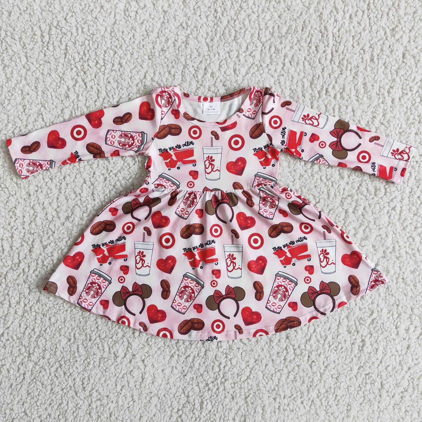 RTS NO MOQ（In Stock ) 6 B5-14 Valentine's Day Long-Sleeved Dress
