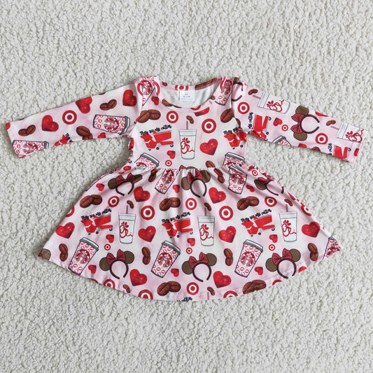 RTS NO MOQ（In Stock ) 6 B5-14 Valentine's Day Long-Sleeved Dress