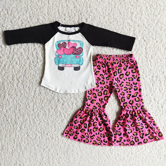 12.22 6 B7-24 baby girl clothes leopard heart truck valentines day outfits-promotion