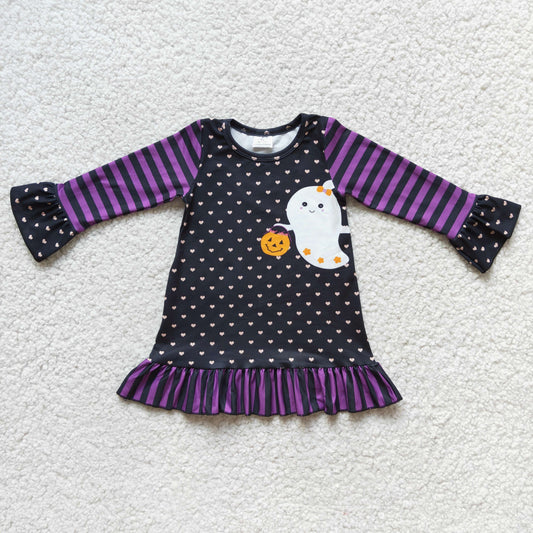 10.7 6 C6-22 Purple Lace Pumpkin Long Sleeve Dress