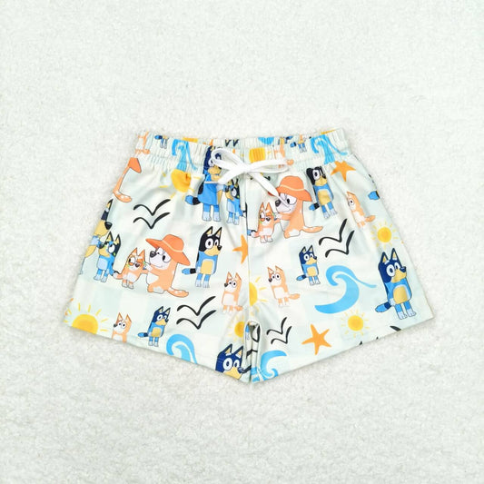 S0362 Cartoon dog Sun light yellow swim trunks