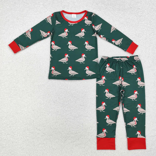 BLP0903 Baby Boys Christmas Ducks Shirt Pants Bamboo Pajamas Clothes Set