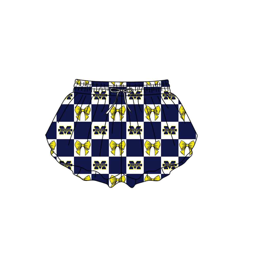 Custom Milk Silk Order MOQ:3 or 5 pcs Each Design Team State Girl Summer Bow Shorts-26.1.22