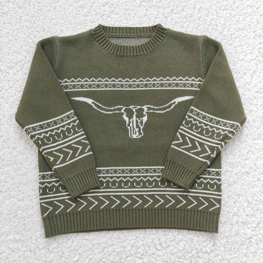 BT0178 Christmas Kids Green Deer Sweater