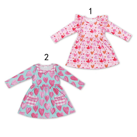 Sibling Baby Girls Valentines Hearts Knee Length Dresses