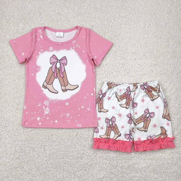 5.27 Sibling Baby Girls Short Sleeve Flowers Boot Tops Biking Ruffle Shorts Clothes Sets