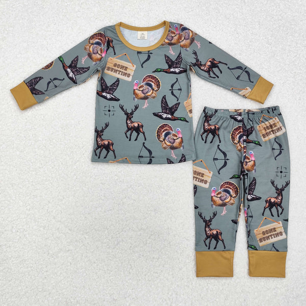 BLP0819 Baby Boys Hunting Ducks Top Pants Pajamas Clothes Set