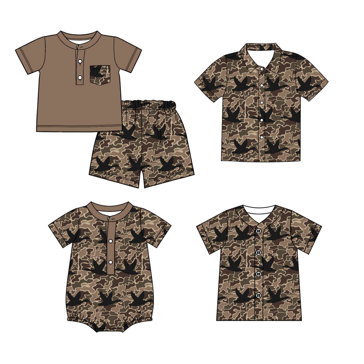 26.1.20 Custom MOQ:3 or 5 pcs each design milk silk Sibling baby boy clothes duck short sleeve shorts sets and tops 2 and romper
