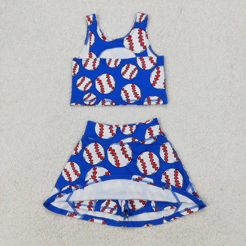 5.5 Sibling Baby Girls Football Baseball Cheer Yoga Active Wear Top Shorts Skirts Clothes Sets