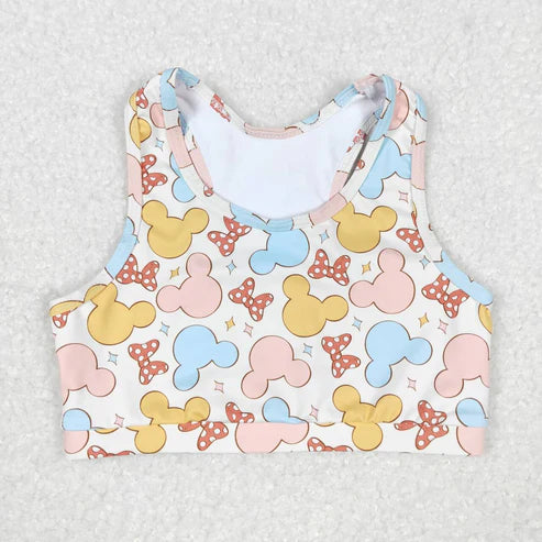 GT0515+ SS0212 Cartoon bow sleeveless top and shorts yoga suit for girls