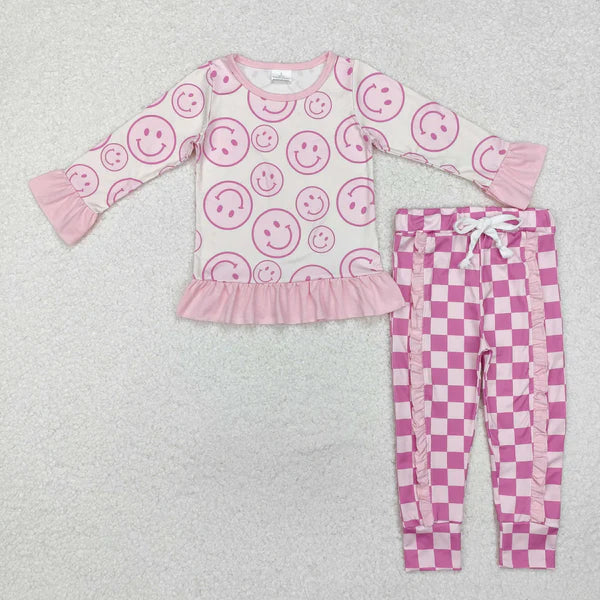 GLP1722 Baby Girls Smile Pink Top Ruffle Pants Outfits Sets Preorder