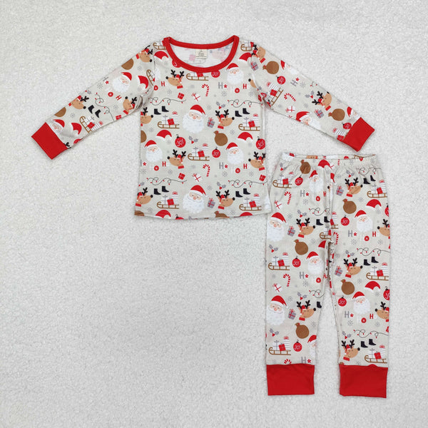 BLP0662 Baby Boys Christmas Santa Deer Shirt Pants Bamboo Pajamas Clothes Set