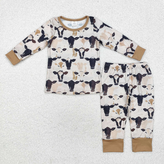 BLP0860 Baby Boys Western Cow Black Bamboo Pajamas Clothes Set