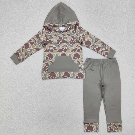 BLP0960 Baby Boys Green Camo Hooded Top Pants Clothes Set