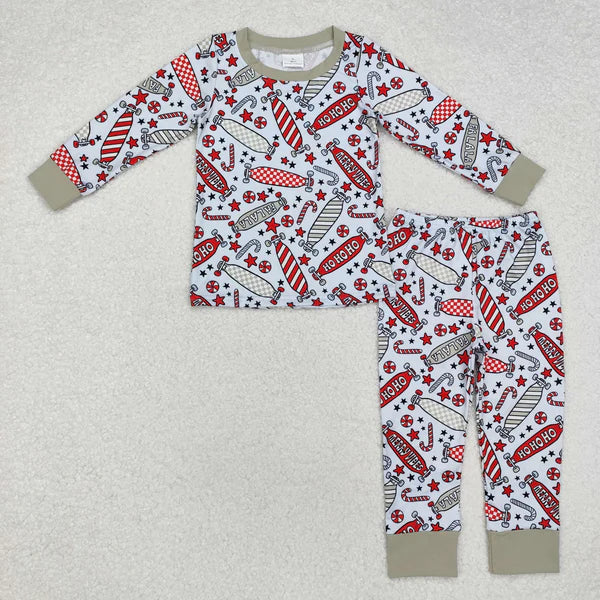 BLP0675 Baby Boys Christmas Scoot Top Pants Pajamas Clothes Set