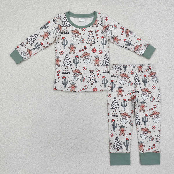 BLP0817 Baby Boys Christmas Western Tree Top Pants Pajamas Clothes Set