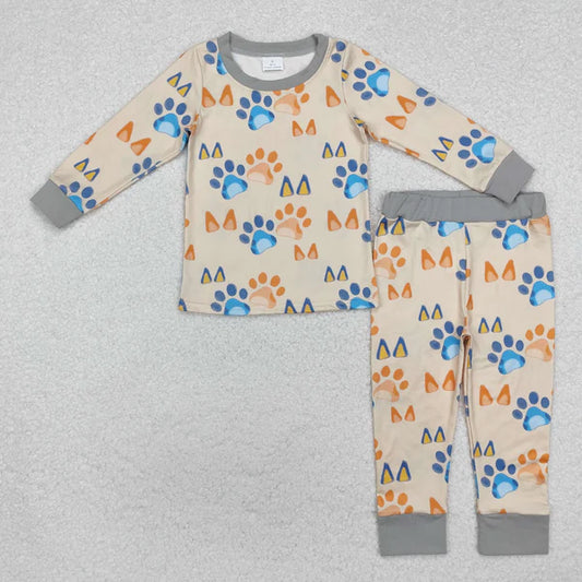 BLP0976 Baby Boys Dog Paw Top Pants Pajamas Clothes Set