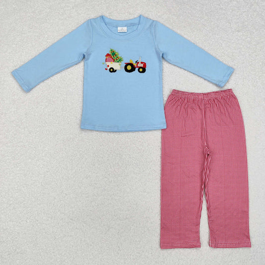 BLP0745 Baby Boys Christmas Tree Tractor Top Pants Clothes Set