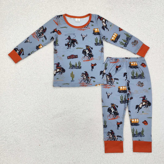 BLP0900 Baby Boys Western Rodeo Top Pants Pajamas Clothes Set