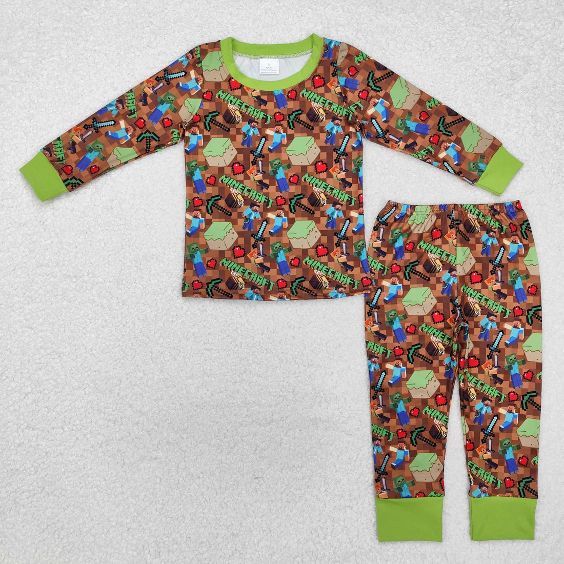 BLP1024 Baby Boys Game Green Top Pants Pajamas Clothes Set