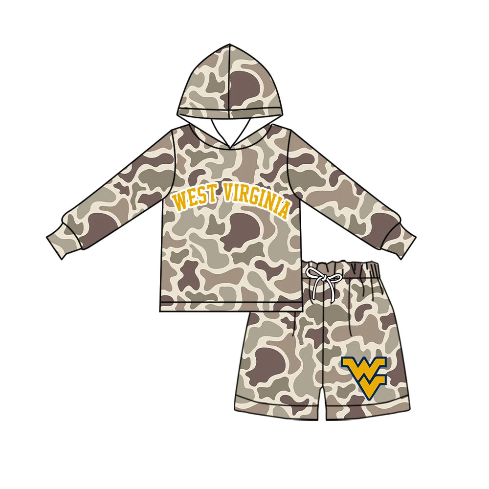 Custom Order Baby Boys Camo West Virginia Hoodie Short Team Clothes Sets