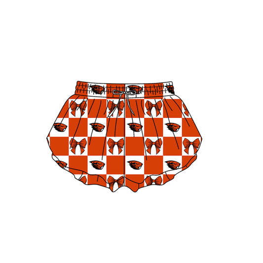 1.28 Custom Moq 3 Baby Girl Oregon State Beavers Bows Plaid Team Ruffle Shorts